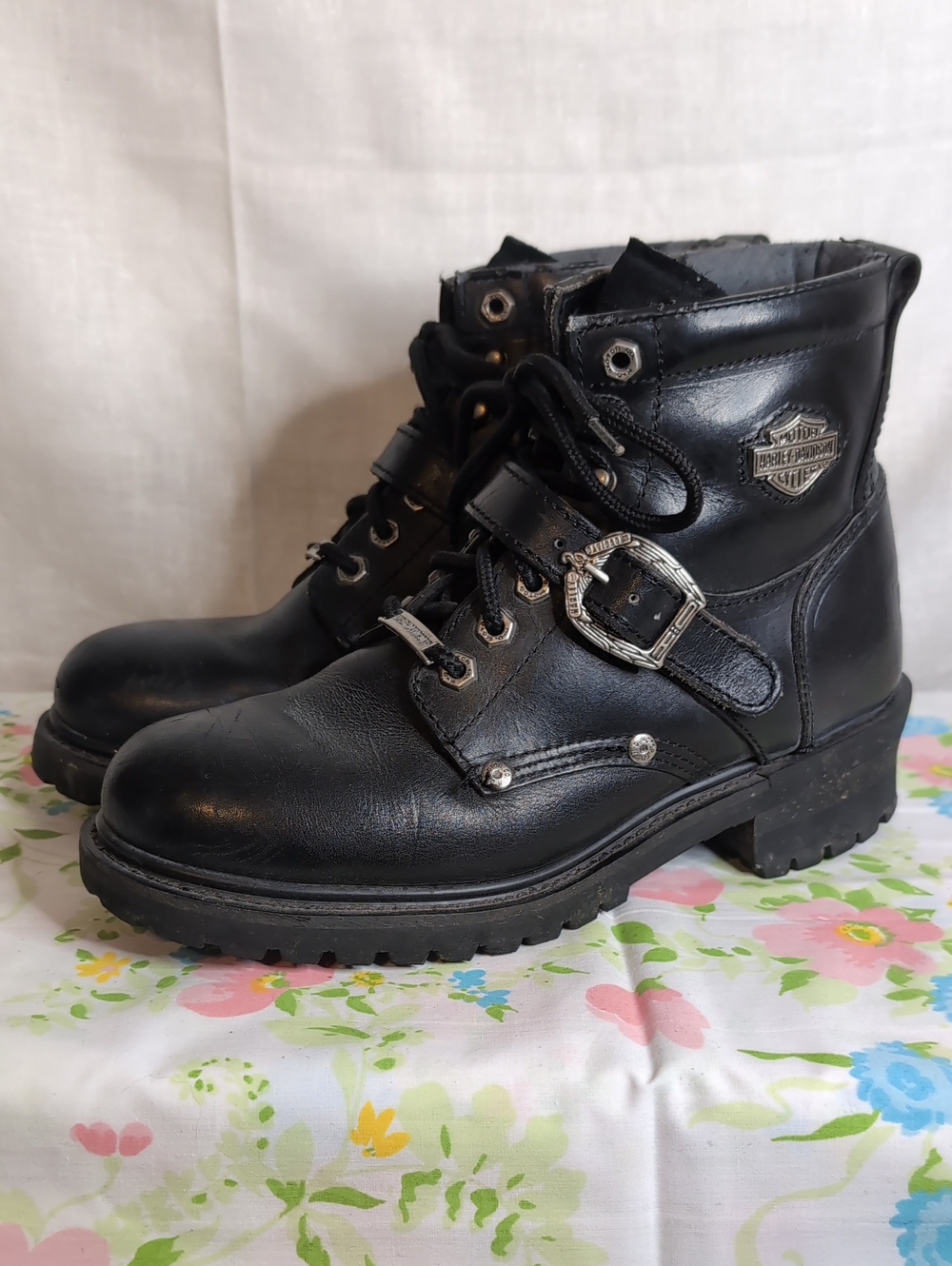 Harley-Davidson Faded Glory Black 6-Inch Motorcycle Boots womens 10